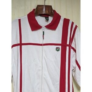 Rocawear Shirt Mens Medium White Red Full Zip Polo Streetwear Retro Y2K